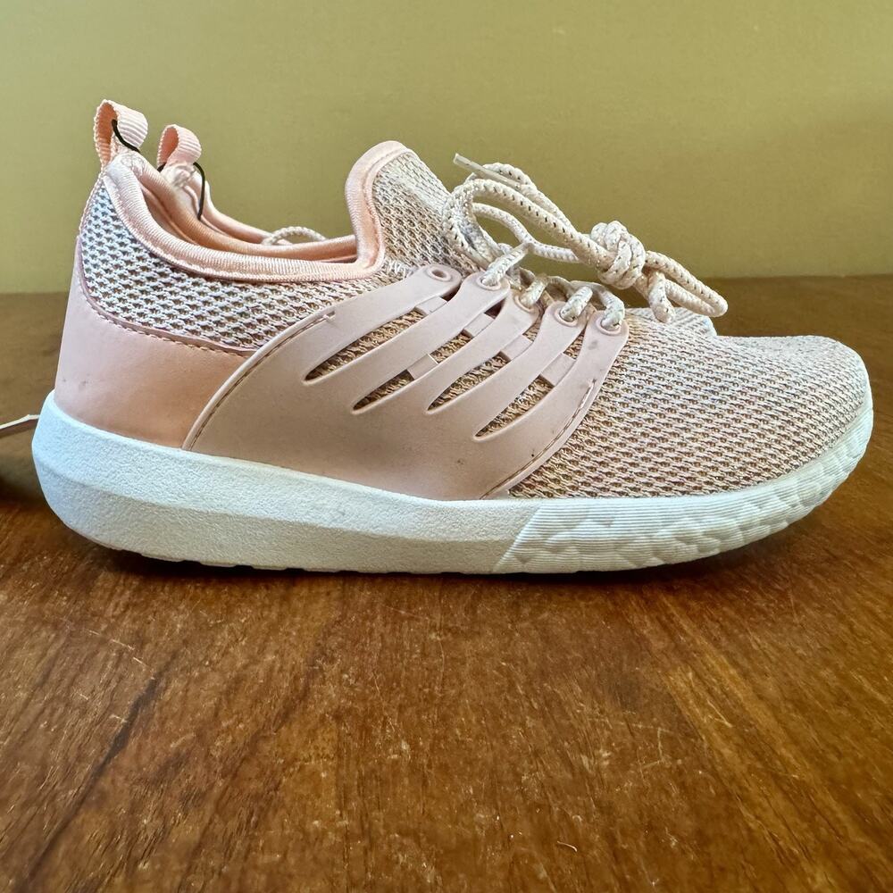 Rampage Girls Fashion Sneakers Size 4 Blush Pink Knit Lace Up New